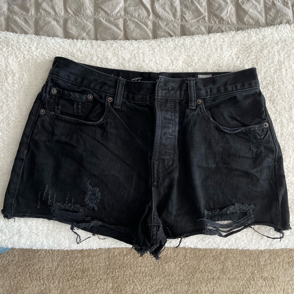 Free people black jean shorts, size 29; no stretch! Only worn once!